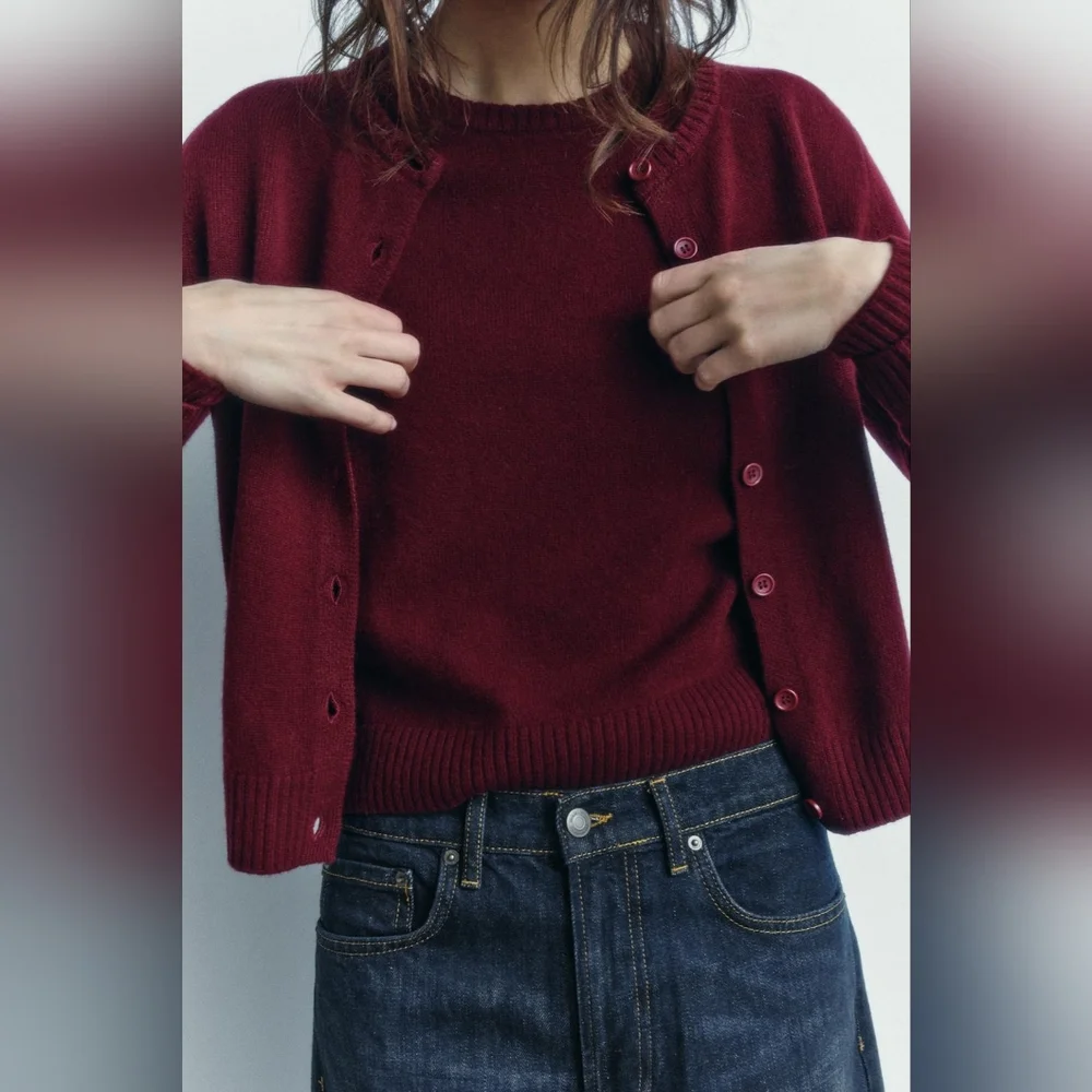 Zara 100% wool round neck, long-sleeve jacket. Front button closure - Picture 4 of 12